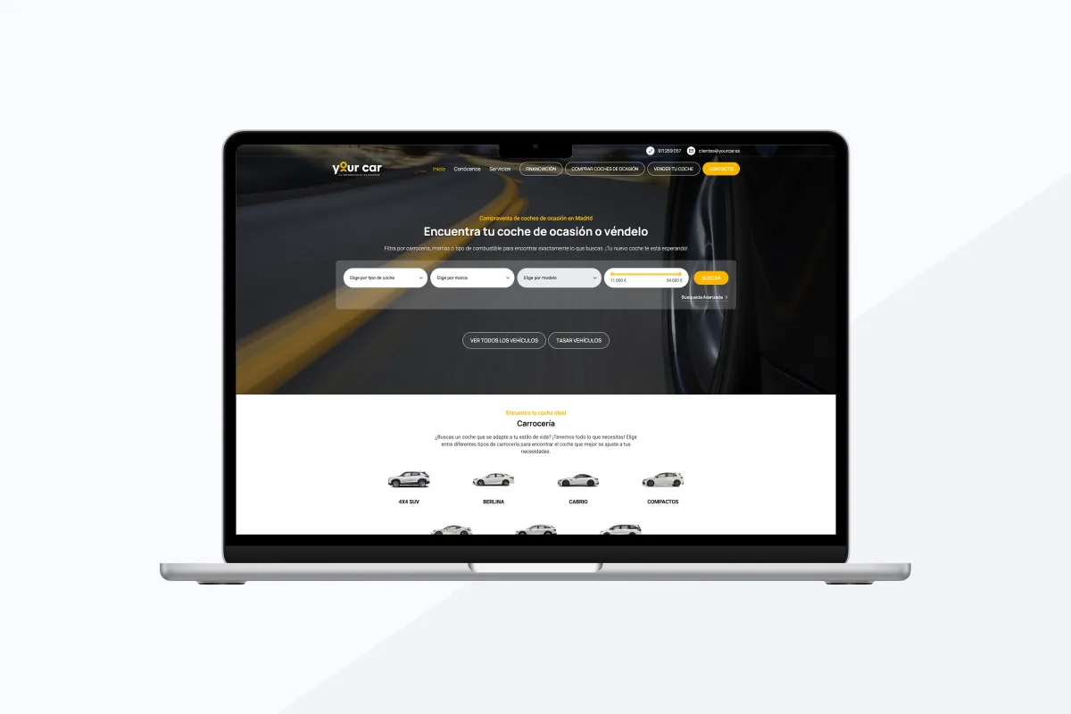 Captura de la web Your car, especializada en coches de ocasión